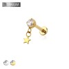 STAR DANGLE BEZEL CZ TOP THREADLESS (PUSH IN) IMPLANT GRADE TITANIUM LABRET SET